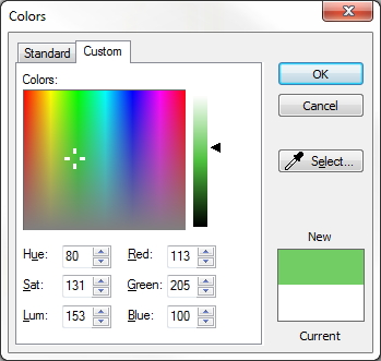 Standard colors window
